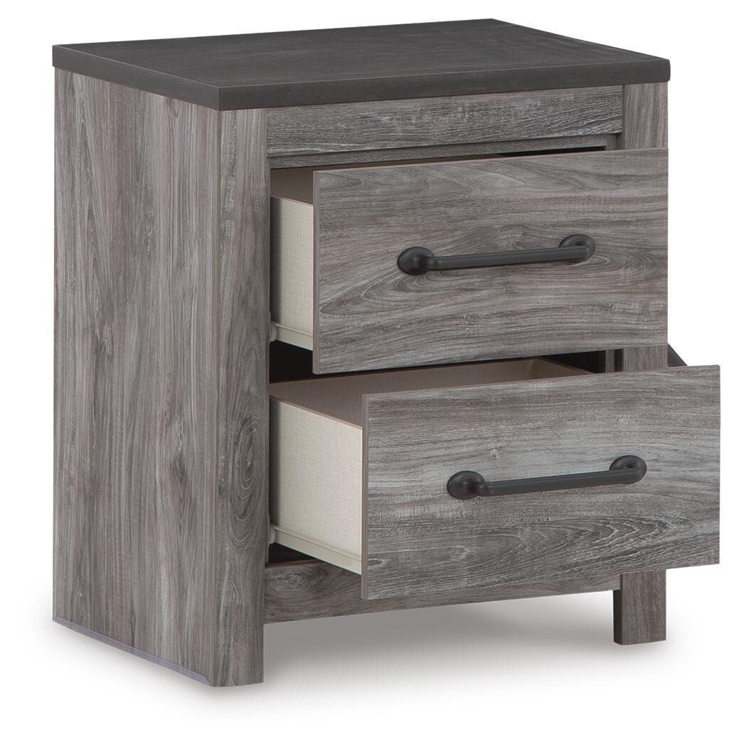 Bronyan Dark Gray Panel Bedroom Set angled view