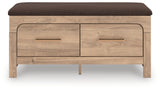 Kinlanni Tan/Brown Bedroom Storage Bench