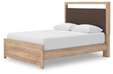 Kinlanni Tan Queen Upholstered Platform Bed