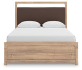 Kinlanni Tan Queen Upholstered Platform Bed