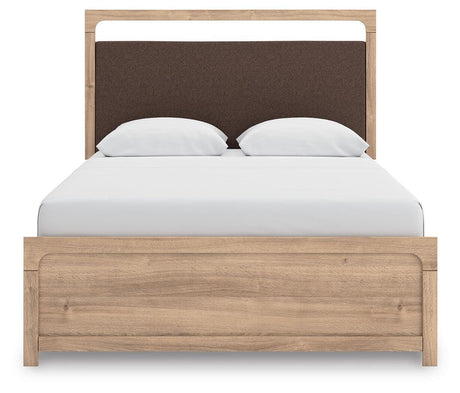 Kinlanni Tan Upholstered Platform Bedroom Set view 3