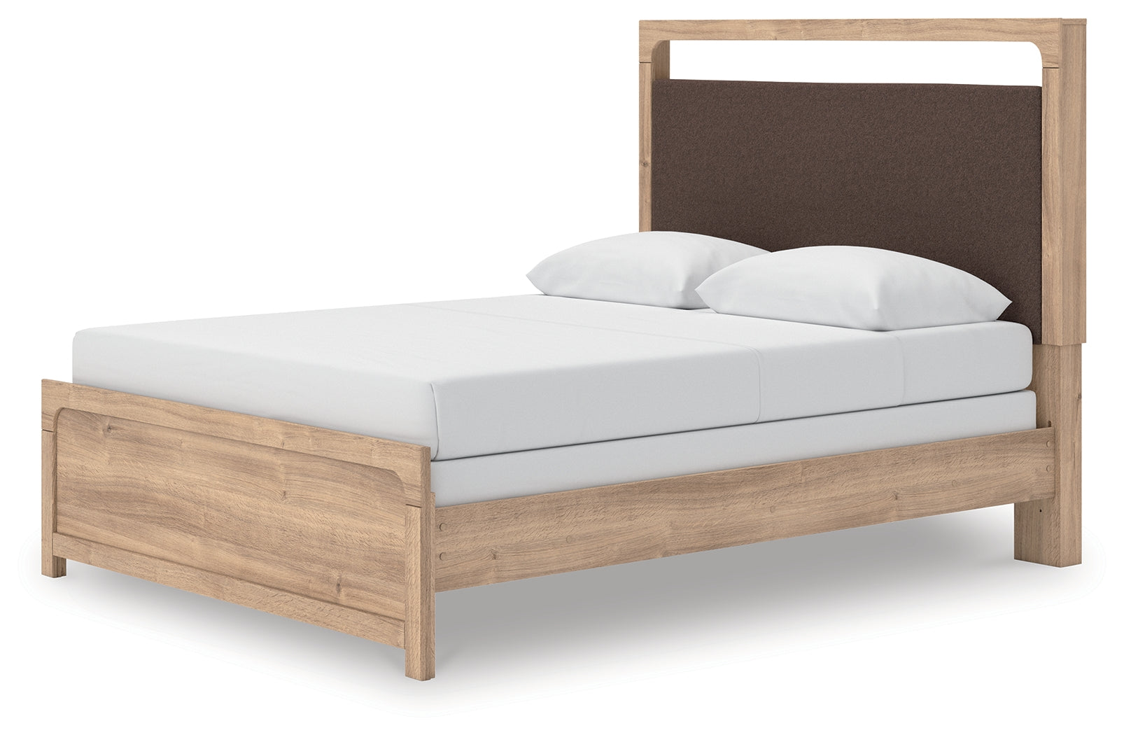 Kinlanni Tan Queen Upholstered Panel Bed