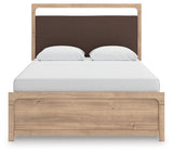 Kinlanni Tan Queen Upholstered Panel Bed