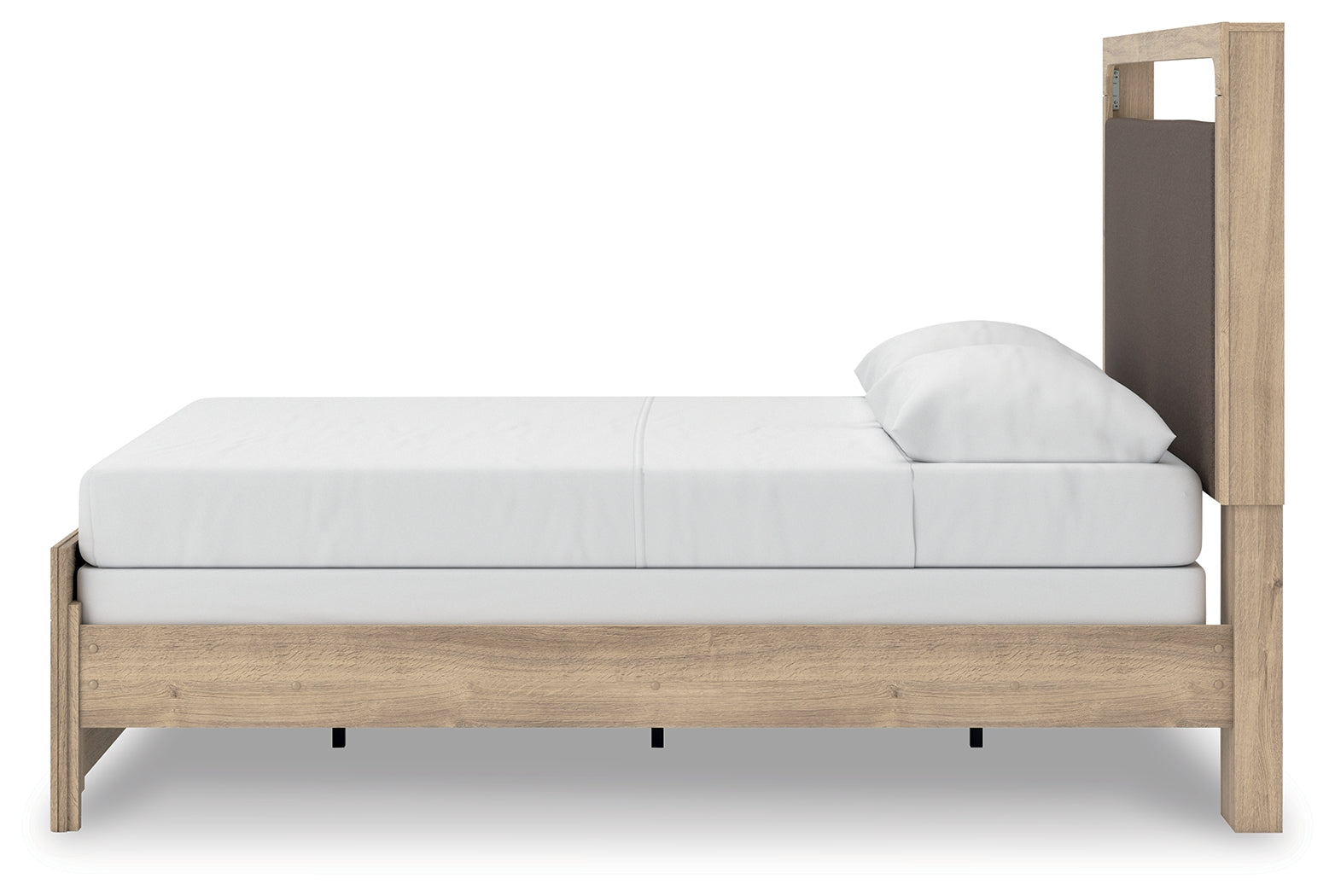 Kinlanni Tan Queen Upholstered Panel Bed