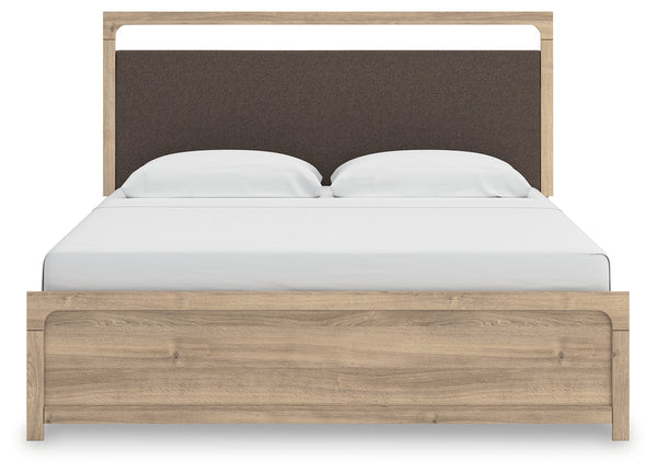 Kinlanni Tan King Upholstered Panel Bed