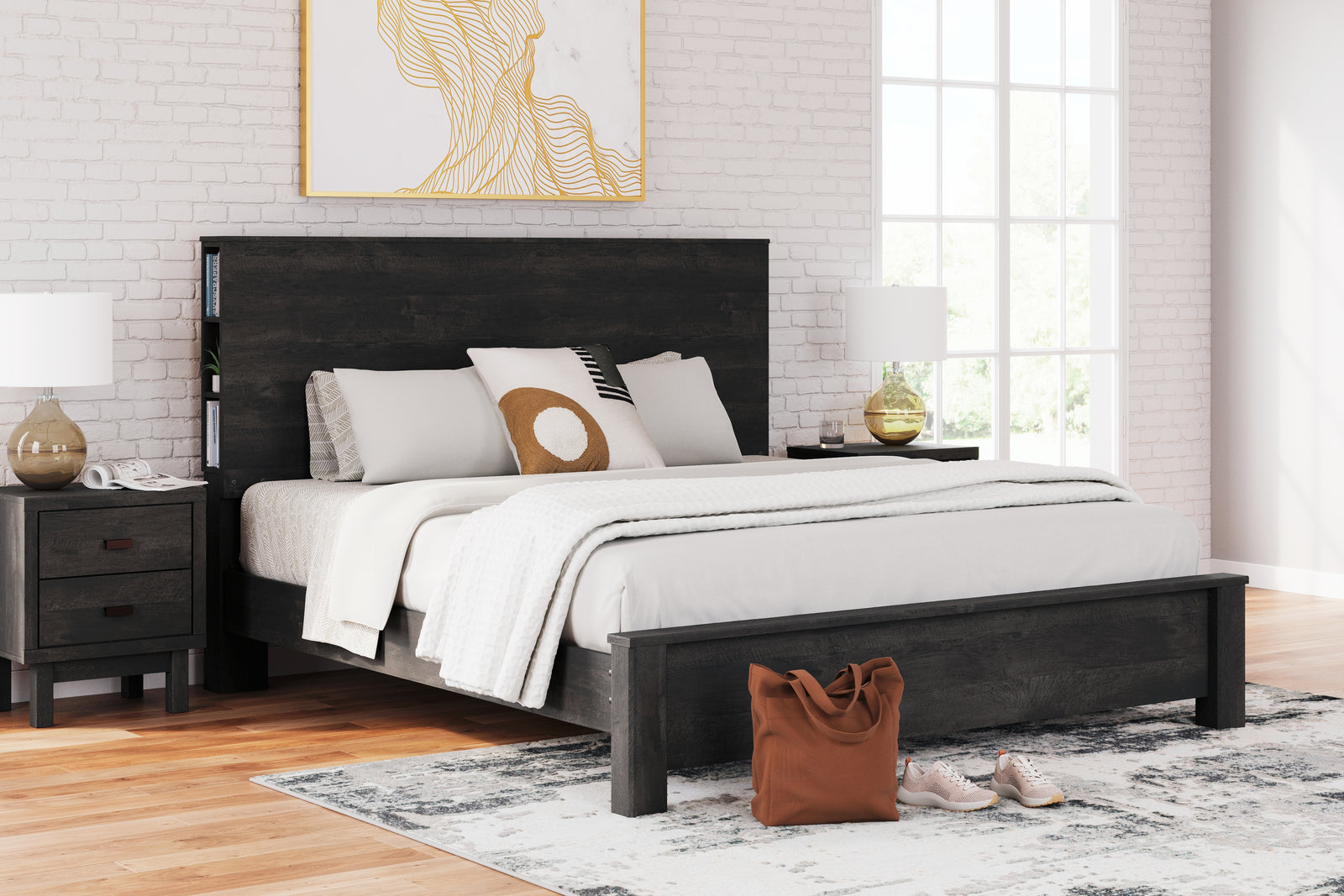 Toretto Charcoal Panel Bookcase Bedroom Set