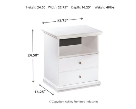 Bostwick White Shoals Panel Bedroom Set dimension view