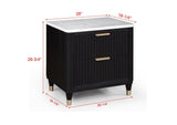 Kara Black White 2 Drawers Nightstand