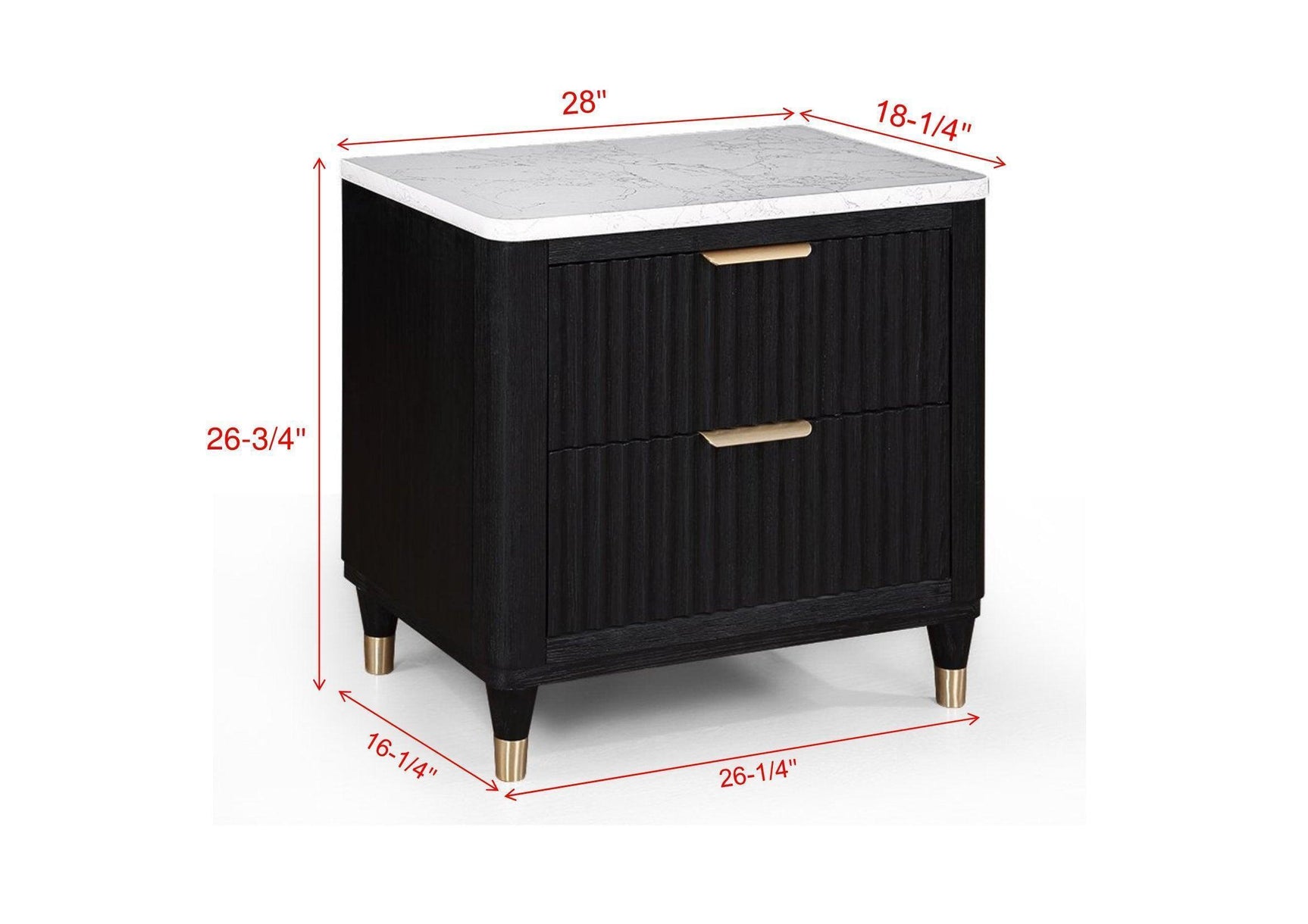 Kara Black White 5 Drawers Chest