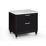 Kara Black White 2 Drawers Nightstand