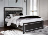 Kaydell Black Queen Upholstered Panel Platform Bed