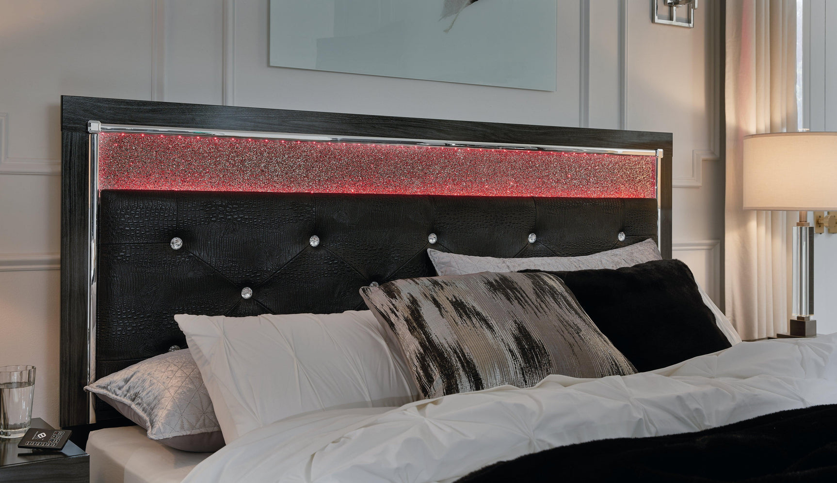 Kaydell Black Queen Upholstered Panel Bed B1420B14 - Ella Furniture