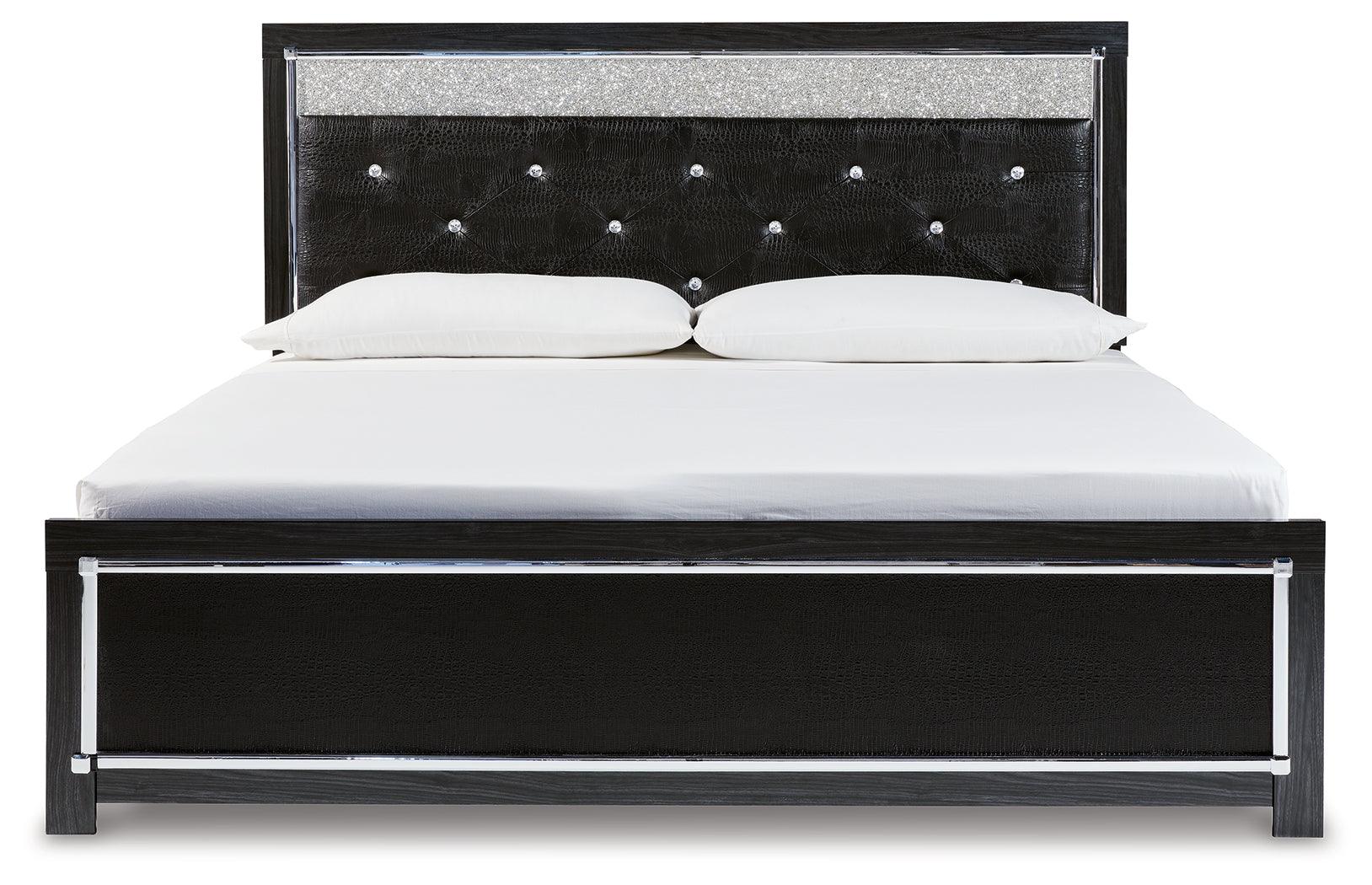 Kaydell Black King Upholstered Panel Platform Bed