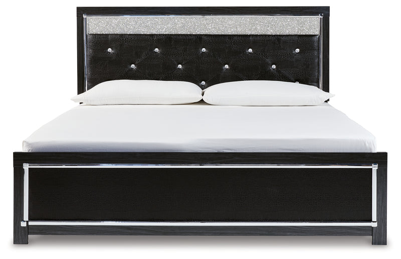 Kaydell Black King Upholstered Panel Platform Bed