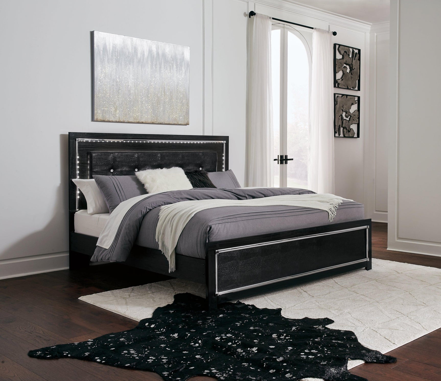 Kaydell Black King Upholstered Panel Bed B1420B13 - Ella Furniture