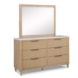 Kara Natural Upholstered Panel Bedroom Set dresser and mirror by Crownmark | Ella Furniture