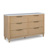 Kara Natural Upholstered Panel Bedroom Set dresser by Crownmark | Ella Furniture