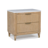 Kara Natural Upholstered Panel Bedroom Set nightstand by Crownmark | Ella Furniture