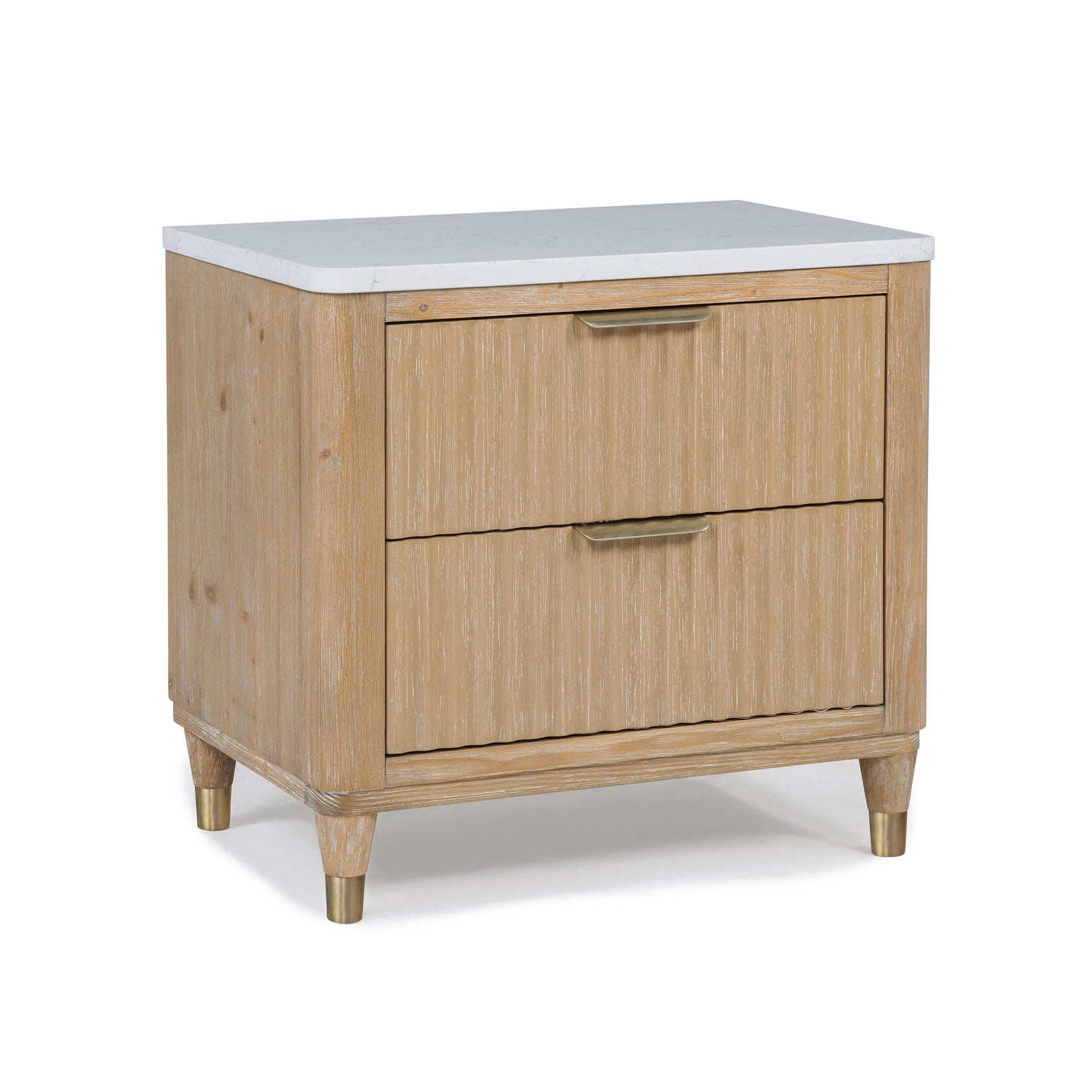 Kara Natural Upholstered Panel Bedroom Set nightstand by Crownmark | Ella Furniture