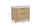 Kara Natural Upholstered Panel Bedroom Set nightstand by Crownmark | Ella Furniture