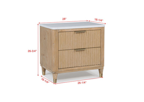 Kara Natural Upholstered Panel Bedroom Set nightstand by Crownmark | Ella Furniture