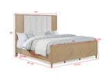 Kara Natural Upholstered Panel Bedroom Set king bed by Crownmark | Ella Furniture