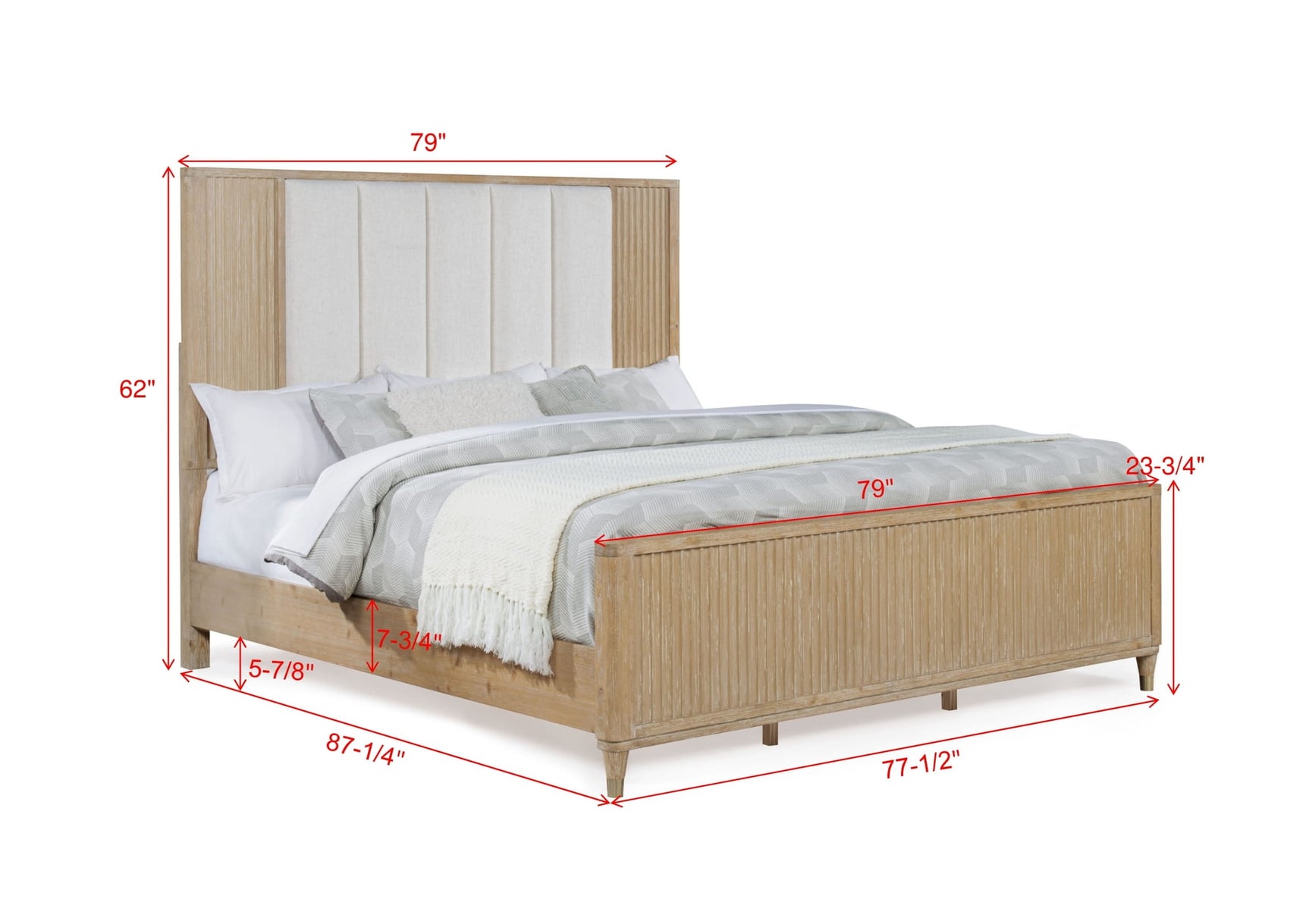 Kara Natural Upholstered Panel Bedroom Set king bed by Crownmark | Ella Furniture