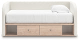 Arloster Tan/White Twin Upholstered Day Bed with Storage