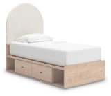 Arloster Tan/White Twin Upholstered Panel Bed with Storage