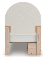 Arloster Tan/White Twin Upholstered Panel Bed with Storage