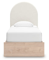 Arloster Tan/White Twin Upholstered Panel Bed with Storage