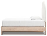 Arloster Tan/White Twin Upholstered Panel Bed with Storage