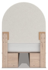 Shapella Tan/White Twin Upholstered Panel Bed with Storage