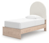 Arloster Tan/White Twin Upholstered Panel Bed