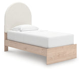 Arloster Tan/White Twin Upholstered Panel Bed