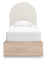 Arloster Tan/White Twin Upholstered Panel Bed