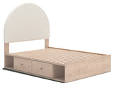 Arloster Tan/White Full Upholstered Panel Bed with Storage
