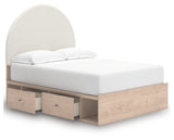 Arloster Tan/White Full Upholstered Panel Bed with Storage