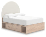 Arloster Tan/White Full Upholstered Panel Bed with Storage