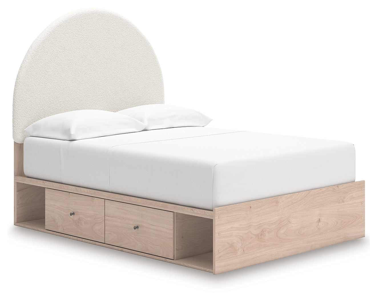 Arloster Tan/White Full Upholstered Panel Bed with Storage