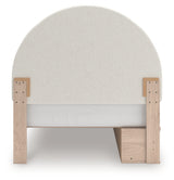 Arloster Tan/White Full Upholstered Panel Bed with Storage
