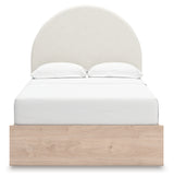 Arloster Tan/White Full Upholstered Panel Bed with Storage