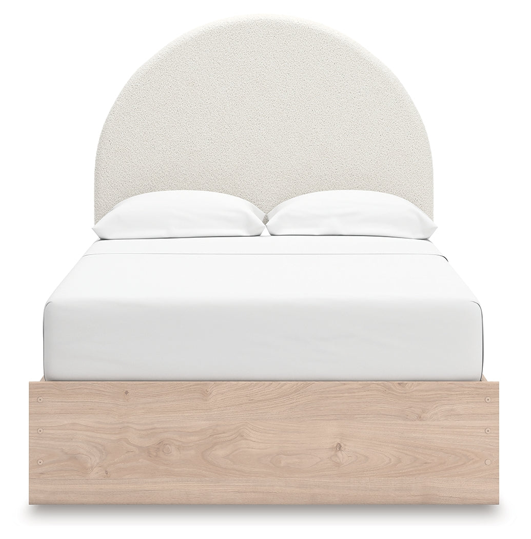 Arloster Tan/White Full Upholstered Panel Bed with Storage