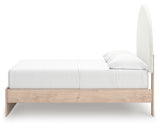 Arloster Tan/White Full Upholstered Panel Bed with Storage