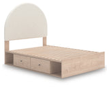 Arloster Tan/White Full Upholstered Panel Bed with Storage