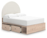 Arloster Tan/White Full Upholstered Panel Bed with Storage