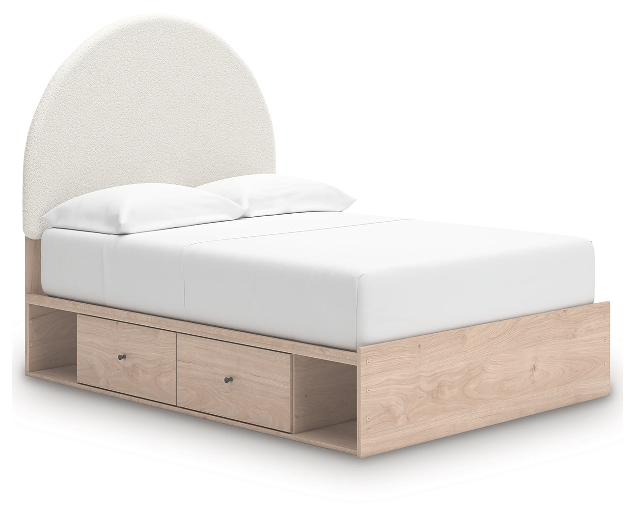 Arloster Tan/White Full Upholstered Panel Bed with Storage