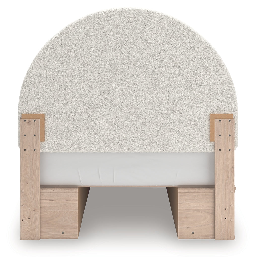 Arloster Tan/White Full Upholstered Panel Bed with Storage