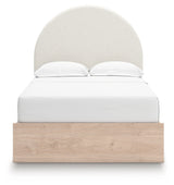 Arloster Tan/White Full Upholstered Panel Bed with Storage