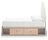 Arloster Tan/White Full Upholstered Panel Bed with Storage